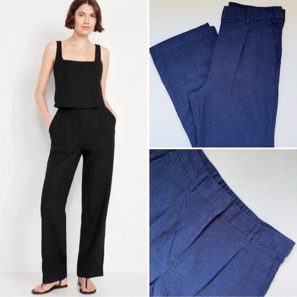 Old Navy Taylor Extra High Rise Wide Leg Linen Blend Trousers